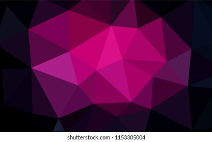 Dark Pink vector abstract mosaic pattern. Colorful abstract illustration with triangles. Best triangular design for your business.