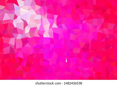 Dark Pink vector abstract mosaic background. Shining colorful illustration with triangles. A completely new design for your leaflet.