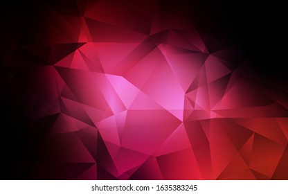 Dark Pink vector abstract mosaic pattern. Glitter abstract illustration with an elegant triangles. A completely new design for your leaflet.