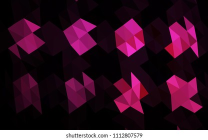 Dark Pink vector abstract polygonal texture. Shining illustration, which consist of triangles. The completely new template can be used for your brand book.