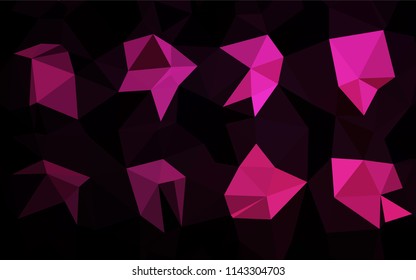 Dark Pink vector abstract polygonal texture. Triangular geometric sample with gradient.  The best triangular design for your business.