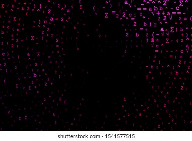 Dark Pink vector backdrop with algebra elements. Modern geometrical illustration with numerals. Best design for your math college.