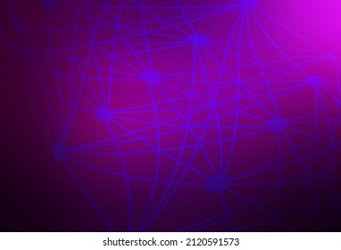 Dark Pink vector backdrop with artificial intelligence data. Shining colorful illustration with real structure of AI. Smart design for promotion of bid data.
