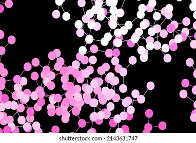 Dark Pink vector backdrop with artificial intelligence data. Colored AI structure with gradient lines and dots. Pattern for  poster, banner of technology.