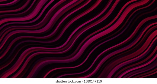 Dark Pink vector backdrop with bent lines. Abstract gradient illustration with wry lines. Best design for your ad, poster, banner.