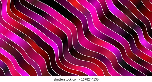 Dark Pink vector backdrop with bent lines. Abstract illustration with gradient bows. Pattern for websites, landing pages.