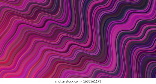 Dunkelrosa Vektorillustration Hintergrund mit geschwungenen Linien. Moderne Farbverlauf-Abstrakte Illustration mit Bandbreiten. Neue Komposition für Ihr Markenbuch.