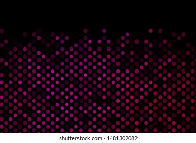 Dark Pink vector backdrop with dots. Illustration with set of shining colorful abstract circles. Pattern of water, rain drops.