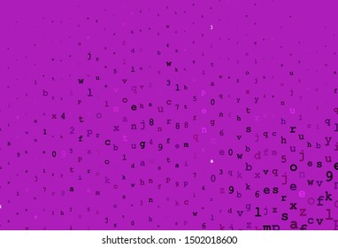 Dark Pink vector backdrop with english symbols. Shining illustration with ABC symbols on abstract template. Pattern for school, grammar websites.