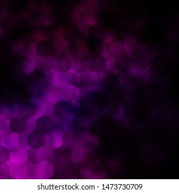 Dark Pink vector backdrop with hexagons. Illustration of colored hexagons on blur surface. Pattern for texture of wallpapers.