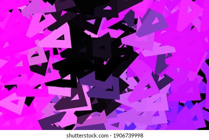 Fondo vector oscuro rosado con líneas, triángulos. Triángulos sobre fondo abstracto con gradiente colorido. Fondo para un teléfono móvil.