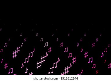 Dark Pink vector backdrop with music notes. Isolated colorful music keys on abstract background. Pattern for websites of musitians.