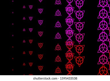 Dark Pink vector backdrop with mystery symbols. Abstract illustration with gothic gradient shapes. Design for magic, spiritual events.