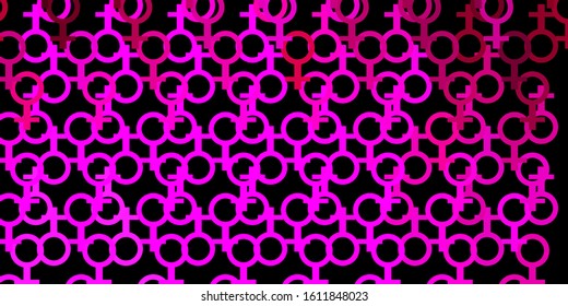 Dark Pink vector backdrop with mystery symbols. Abstract illustration with gothic gradient shapes. Background for esoteric, mystic designs.