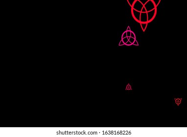 Dark Pink vector backdrop with mystery symbols. Illustration with magical signs of spiritual power. Simple design for occult depiction.