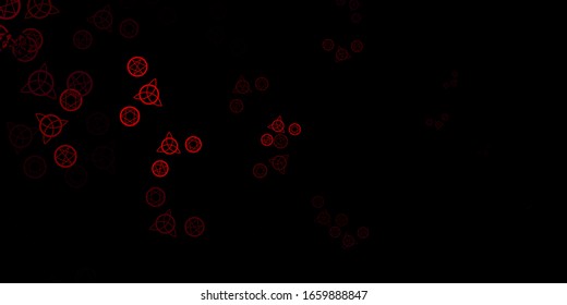 Dark Pink vector backdrop with mystery symbols. Retro design in abstract style with witchcraft forms. Design for magic, spiritual events.