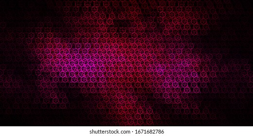 Dark Pink vector backdrop with mystery symbols. Illustration with magical signs of spiritual power. Background for esoteric, mystic designs.