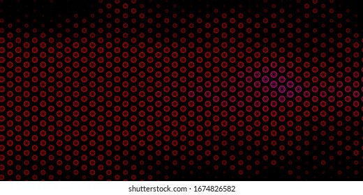 Dark Pink vector backdrop with mystery symbols. Colorful vintage illustration with gradient alchemy shapes. Background for esoteric, mystic designs.