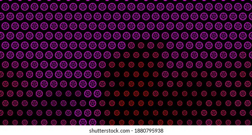 Dark Pink vector backdrop with mystery symbols. Retro design in abstract style with witchcraft forms. Simple design for occult depiction.