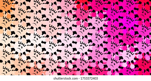 Dark pink vector backdrop with virus symbols. Abstract illustration with biological gradient shapes. Simple design against epidemic information.