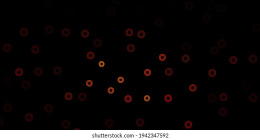 Fondo vector de color rosa oscuro con símbolos de virus. Ilustración inteligente con signos cómodos en estilo decorativo. Mejor diseño para eventos de cuarentena.