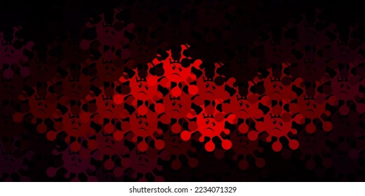Dark pink vector backdrop with virus symbols. Smart illustration with covid signs in decorative style. Design for biohazard warning.