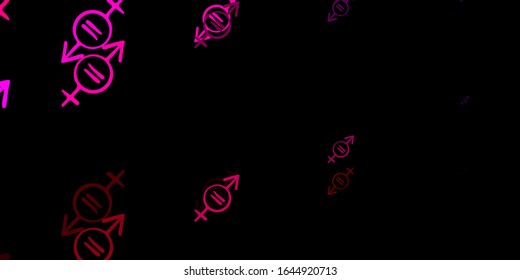 Dark Pink vector backdrop with woman's power symbols. Illustration with signs of women's strength and power. Design for International Women’s Day.