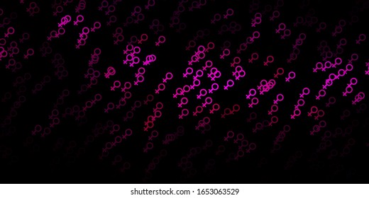Dark Pink vector backdrop with woman's power symbols. Simple design in abstract style with women’s rights activism. Simple design for your web site.