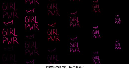 Dark Pink vector backdrop with woman's power symbols. Illustration with signs of women's strength and power. Best design to show the power of women.