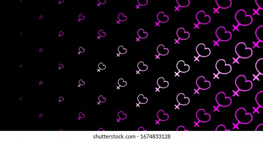 Dark Pink vector backdrop with woman's power symbols. Simple design in abstract style with women’s rights activism. Background for International Women’s Day.