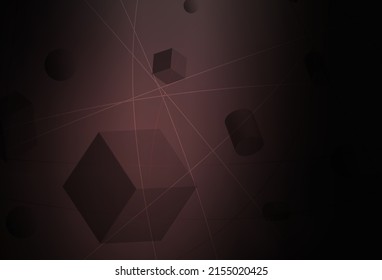 Dark Pink vector background with 3D cubes, cylinders, spheres, rectangles. Colorful illustration with geometric design. Modern template for landing page.
