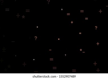 Dark Pink vector background with arithmetic signs. Modern geometrical illustration with numerals. Template for landing page of typography.