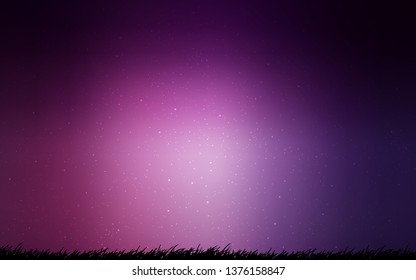 Dark Pink vector background with astronomical stars. Blurred decorative design in simple style with galaxy stars. Pattern for futuristic ad, booklets.