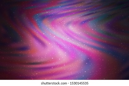 Dark Pink vector background with astronomical stars. Glitter abstract illustration with colorful cosmic stars. Best design for your ad, poster, banner.
