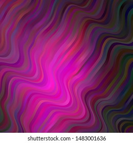 Dark Pink vector background with bent lines. Illustration in halftone style with gradient curves. Pattern for booklets, leaflets.