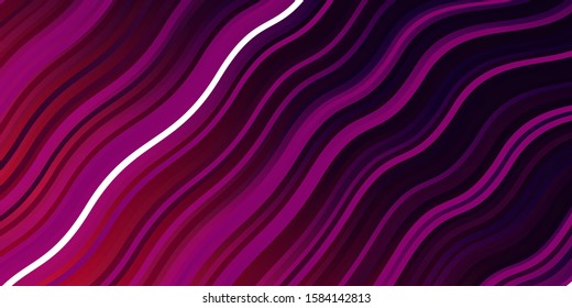 Dark Pink vector background with bent lines. Abstract illustration with gradient bows. Pattern for booklets, leaflets.