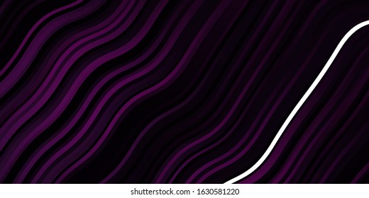 Dark Pink vector background with bent lines. Illustration in halftone style with gradient curves. Pattern for websites, landing pages.