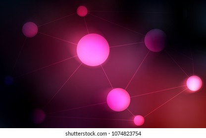 Dark Pink vector background with bubbles, lines. Glitter abstract illustration with connection of triangle structure. Pattern can be used for beautiful websites.