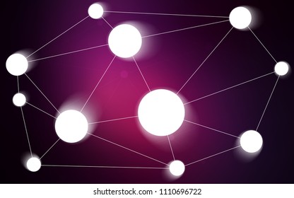 Dark Pink vector background with bubbles, lines. Glitter abstract illustration with connection of triangle structure. Pattern can be used for futuristic ad, booklets.