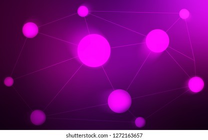 Dark Pink vector background with bubbles, lines. Abstract illustration with colorful discs and triangles. New design for ad, poster, banner of your website.