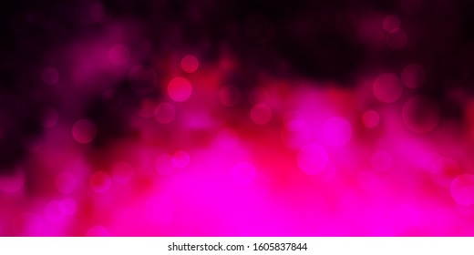 Dark Pink vector background with bubbles. Abstract colorful disks on simple gradient background. Design for posters, banners.