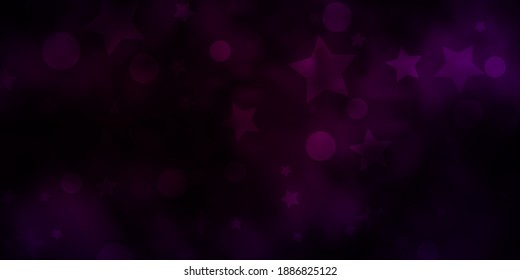 Dark Pink vector background with circles, stars. Abstract design in gradient style with bubbles, stars. Design for textile, fabric, wallpapers.