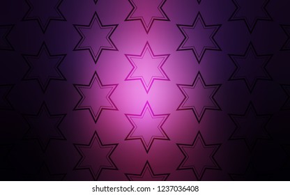 Dark Pink vector background with colored stars. Shining colored illustration with stars. Pattern for new year ad, booklets.
