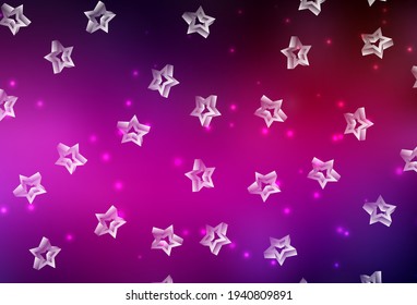 Dark Pink vector background with colored stars. Modern geometrical abstract illustration with stars. Pattern for astronomy websites.