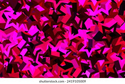 Dark Pink vector background with colored stars. Shining colored illustration with stars. Best design for your ad, poster, banner.