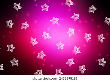 Fondo de vector rosa oscuro con estrellas de colores. Ilustración abstracta geométrica moderna con estrellas. El mejor diseño para su anuncio, póster, banner.
