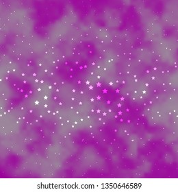 Dark Pink vector background with colorful stars. Blur decorative design in simple style with stars. Theme for cell phones.