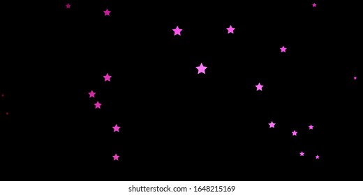 Dunkelrosa Vektorillustration Hintergrund mit bunten Sternen. Unscharfes dekoratives Design im einfachen Stil mit Sternen. Muster für neue Jahreswerbung, Broschüren.