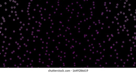 Dark Pink vector background with colorful stars. Blur decorative design in simple style with stars. Best design for your ad, poster, banner.