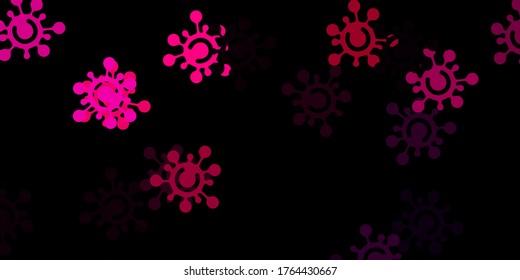 Dark pink vector background with covid-19 symbols. Smart illustration with covid signs in decorative style. Best design for quarantine events.